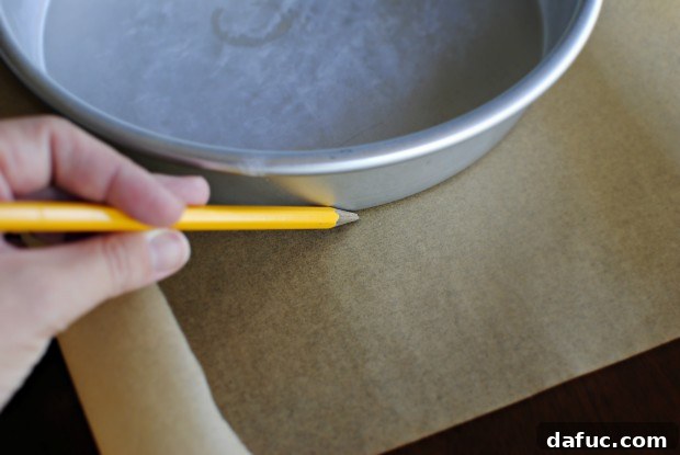 Use a pencil to trace the bottom of your cake pan precisely.