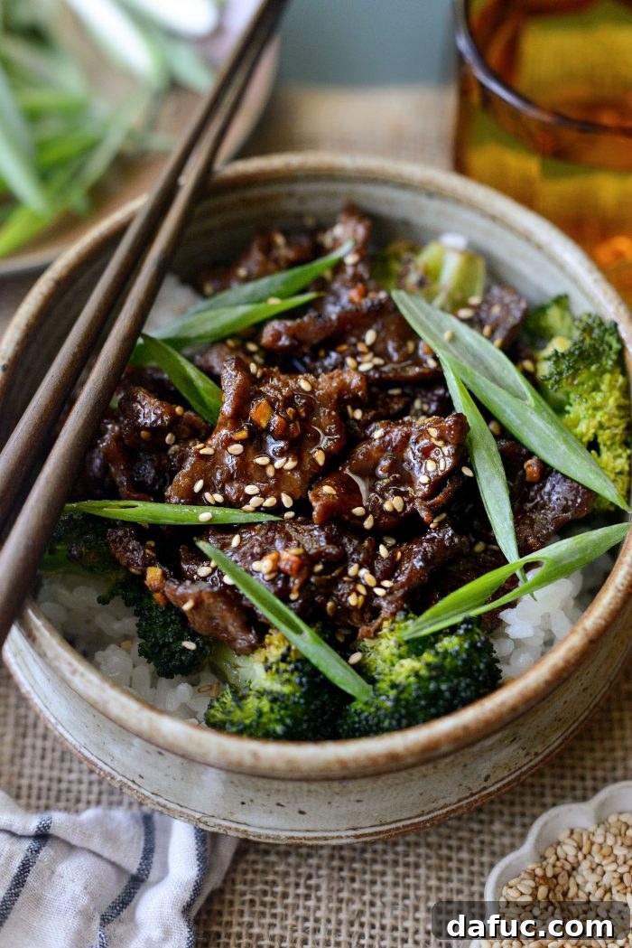 Sheet Pan Steak and Broccoli 3 Close-up of freshly cooked Sheet Pan Beef and Broccoli, rich with sauce and ready to serve