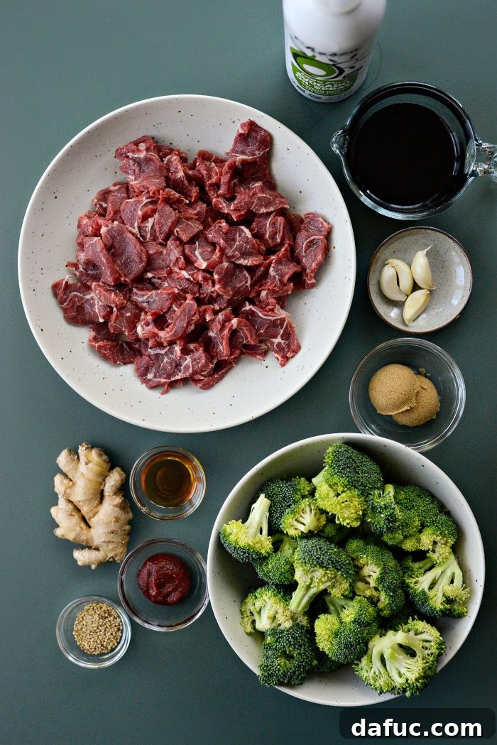 Sheet Pan Steak and Broccoli 4 All the fresh ingredients laid out for making Sheet Pan Beef and Broccoli