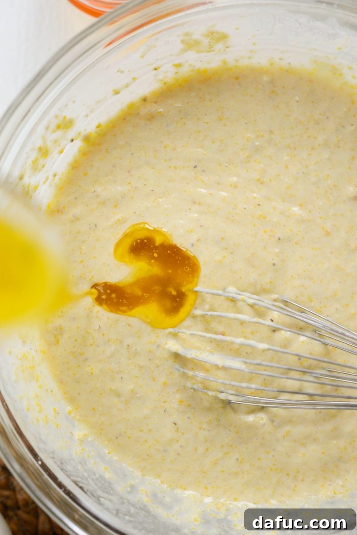 Honey Butter Glazed Golden Cornbread 11 add in melted butter