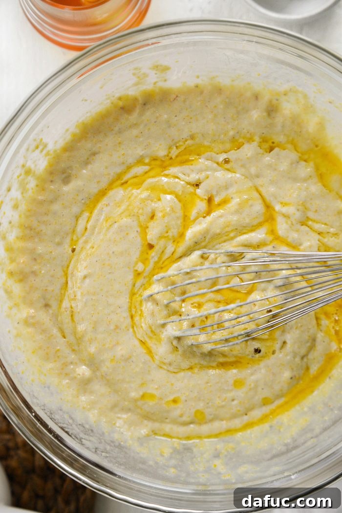 Honey Butter Glazed Golden Cornbread 12 stir one last time to incorporate
