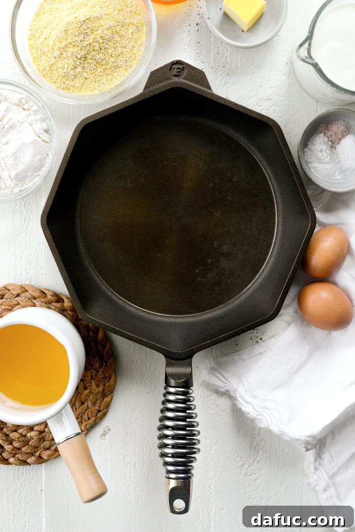 Honey Butter Glazed Golden Cornbread 5 heat skillet in oven