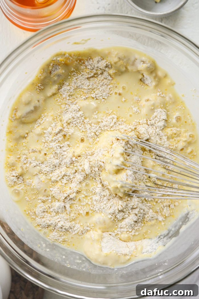 Honey Butter Glazed Golden Cornbread 10 stir to combine