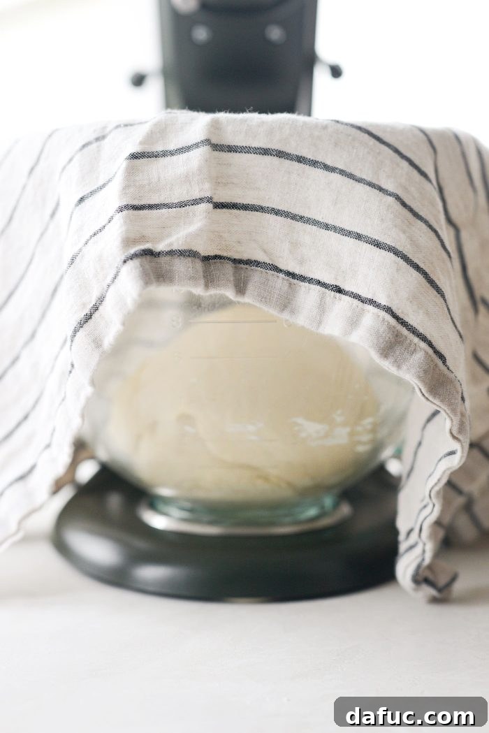 Cover dough with clean kitchen towel and let rest for 25 minutes