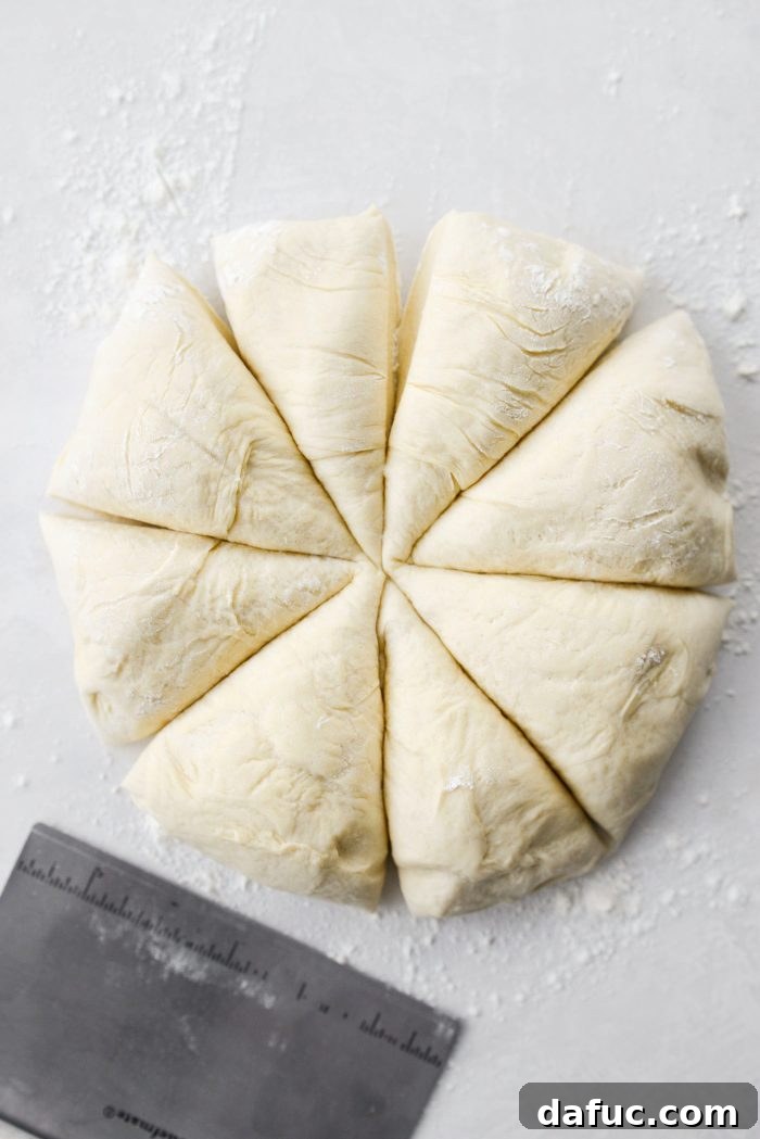 Divide dough into 8 wedges
