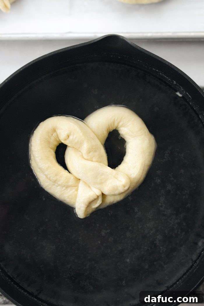 Add pretzel to baking soda bath