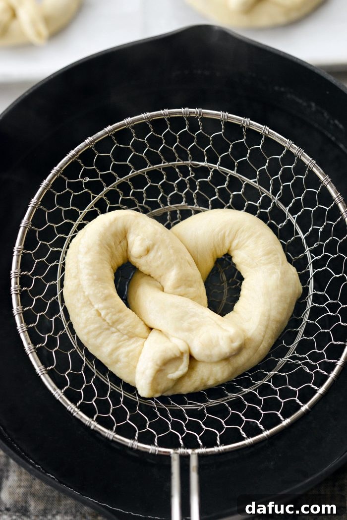 Remove pretzel after 30 seconds and repeat