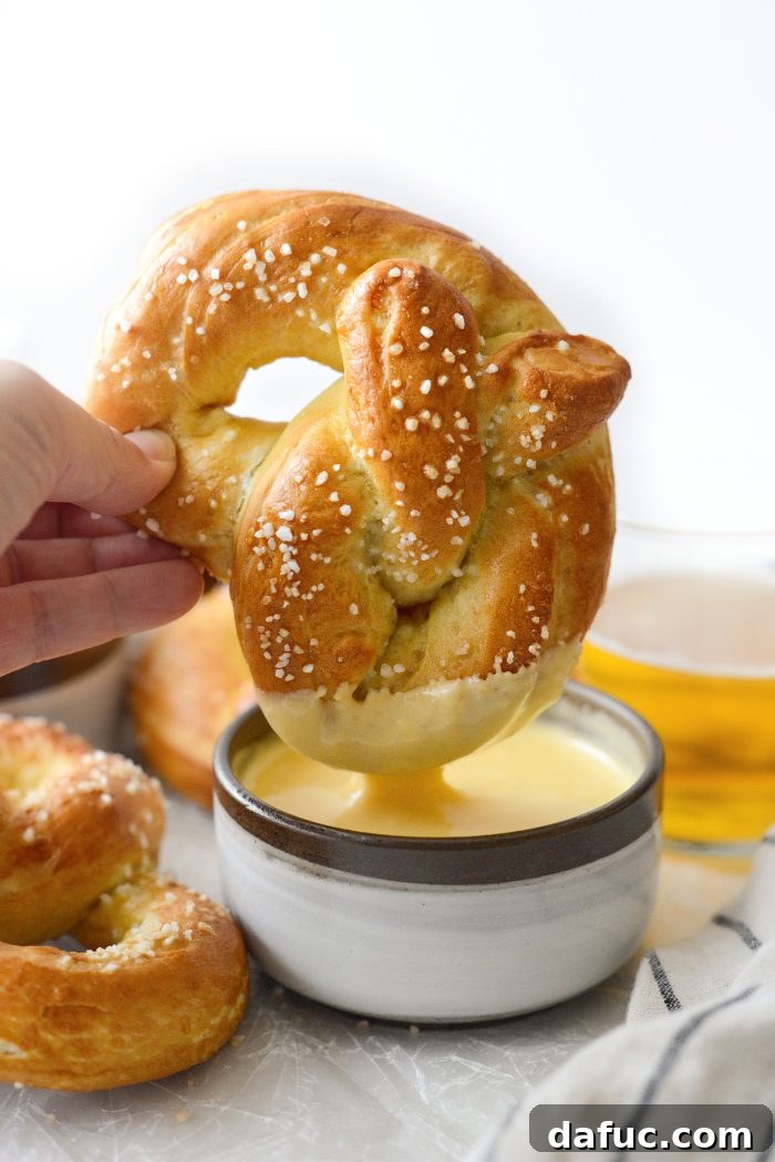 Homemade Soft Pretzels and Cheese Dip