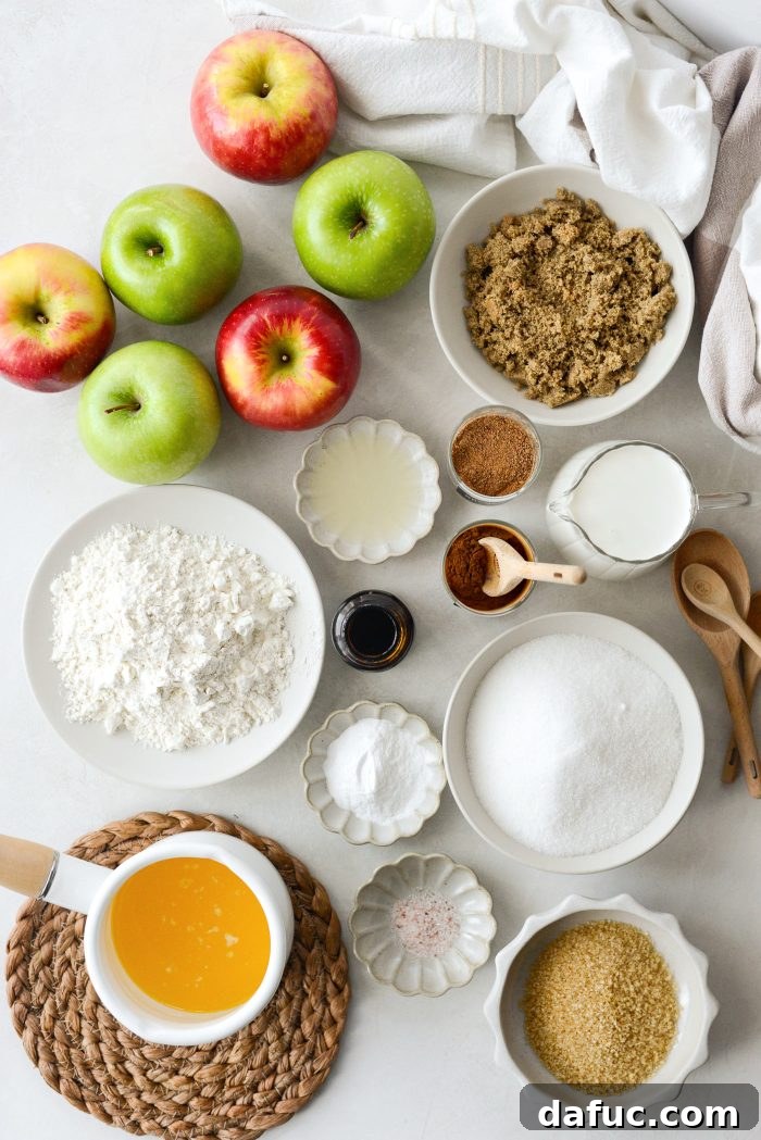 Homemade Apple Cobbler Delight 4 Ingredients for Apple Cobbler laid out