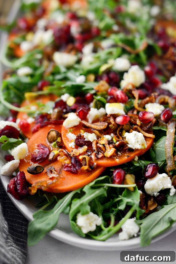Persimmon and Pomegranate Arugula Salad