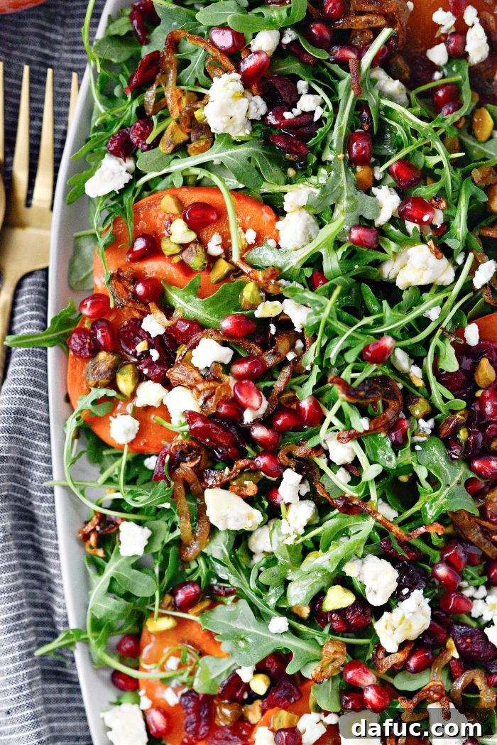 Persimmon and Pomegranate Arugula Salad