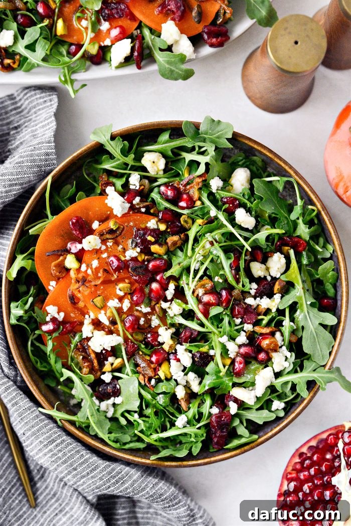 Persimmon and Pomegranate Arugula Salad