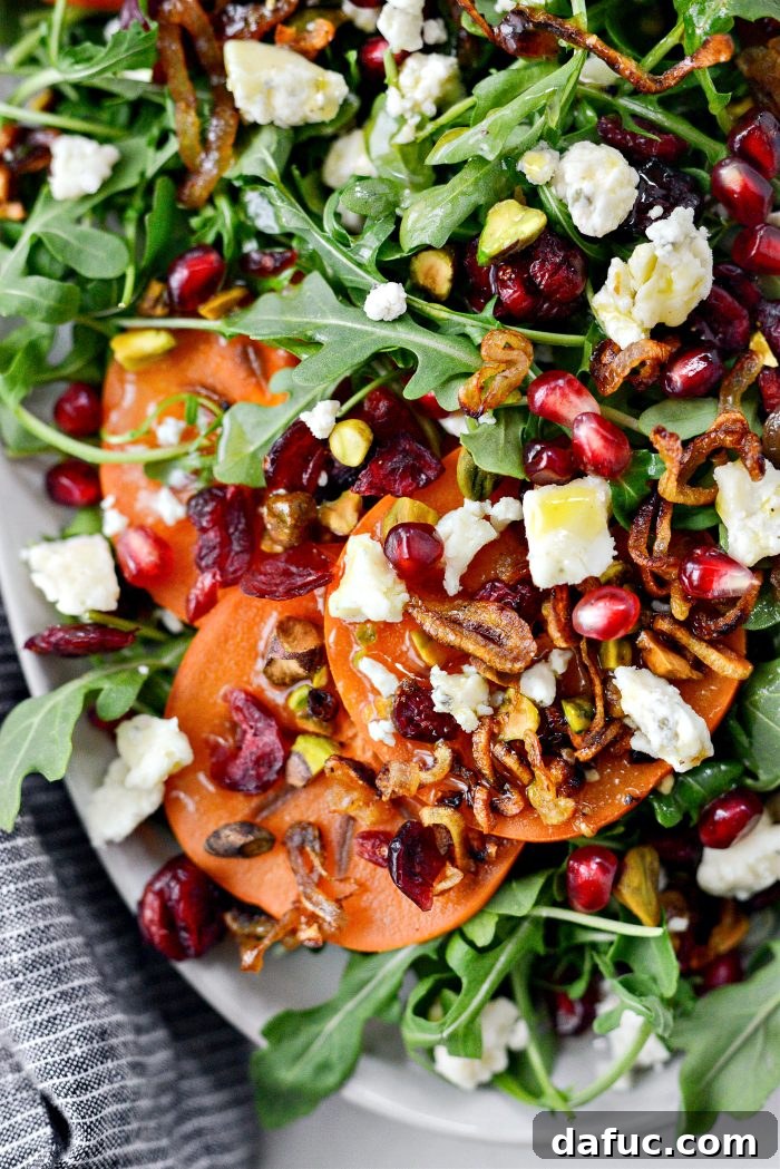 Persimmon and Pomegranate Arugula Salad