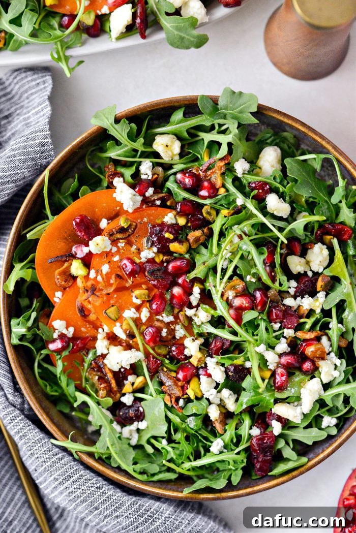 Persimmon and Pomegranate Arugula Salad
