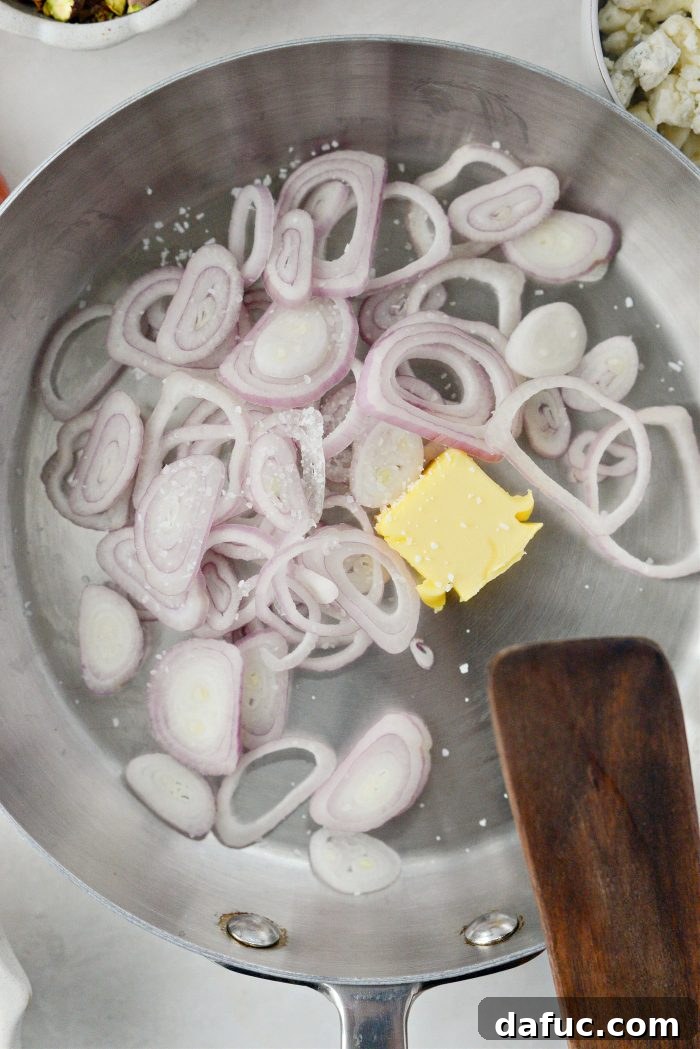 butter and shallots in skillet