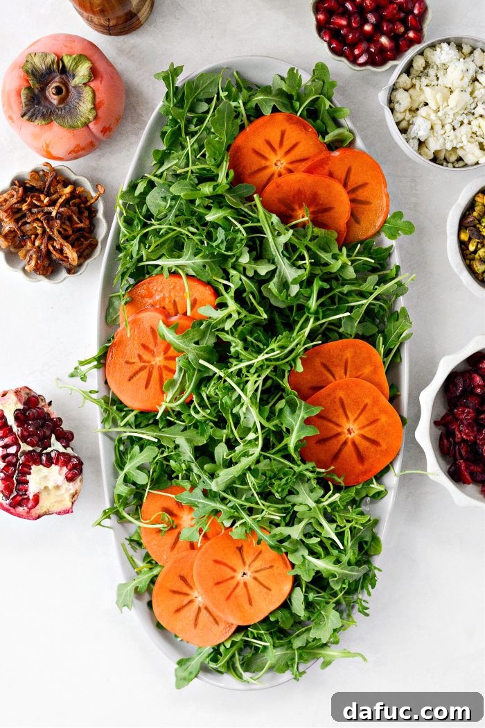 arugula and persimmons