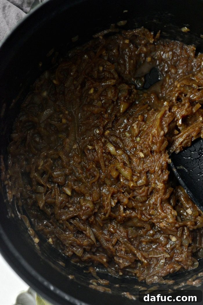 Sweet Onion Braised Beef 13 Simmering wine and onions in a Dutch oven until the liquid reduces.