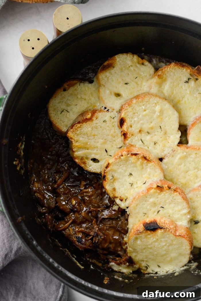 Sweet Onion Braised Beef 27 A final close-up shot of the French Onion Pot Roast, showcasing its delicious topping.