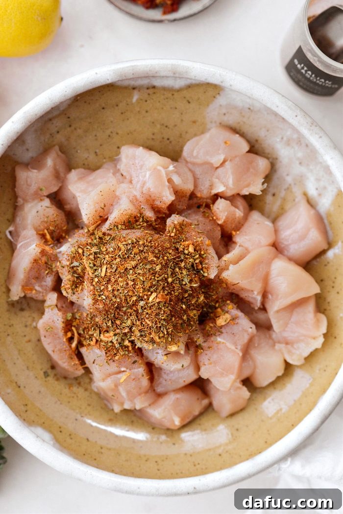 diced chicken tenders and Italian seasoning