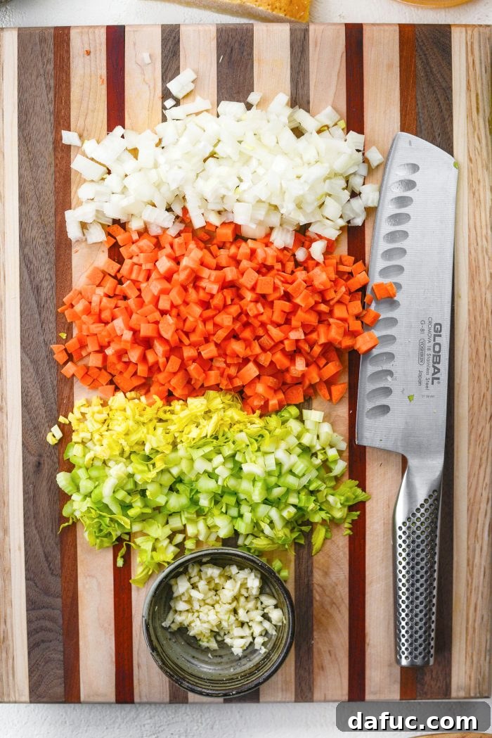 prepped veggies and garlic