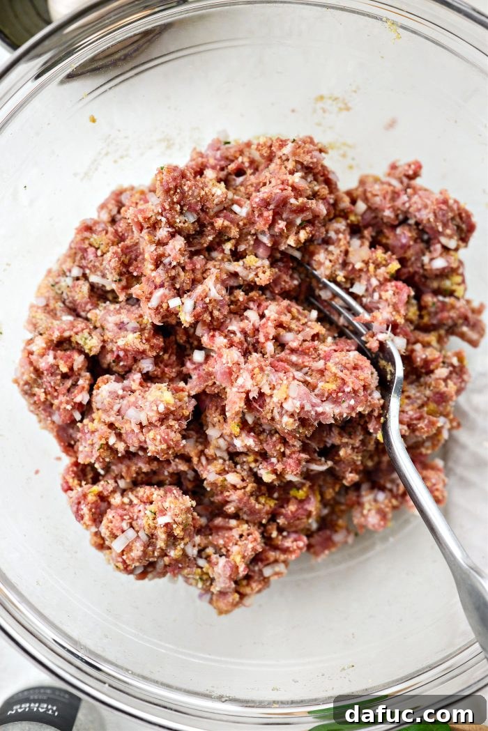 combined meatball mixture