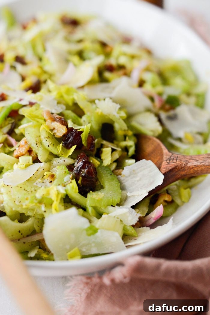Celery, Date & Parmesan Delight 17 A beautifully presented bowl of Celery Salad, ready to be enjoyed