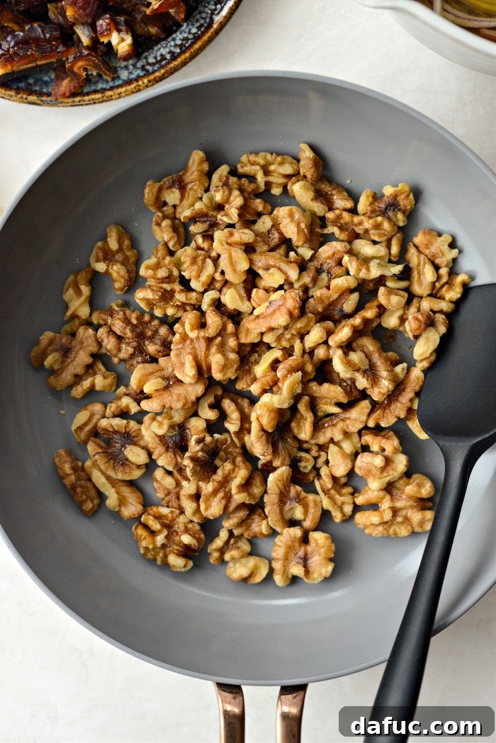 Celery, Date & Parmesan Delight 6 Toasting walnuts in a dry skillet for added crunch and flavor