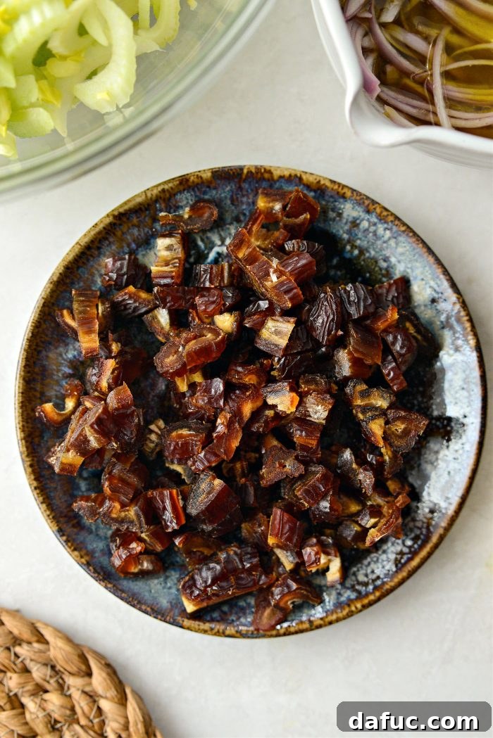 Celery, Date & Parmesan Delight 7 Chopping sweet Medjool dates into small pieces