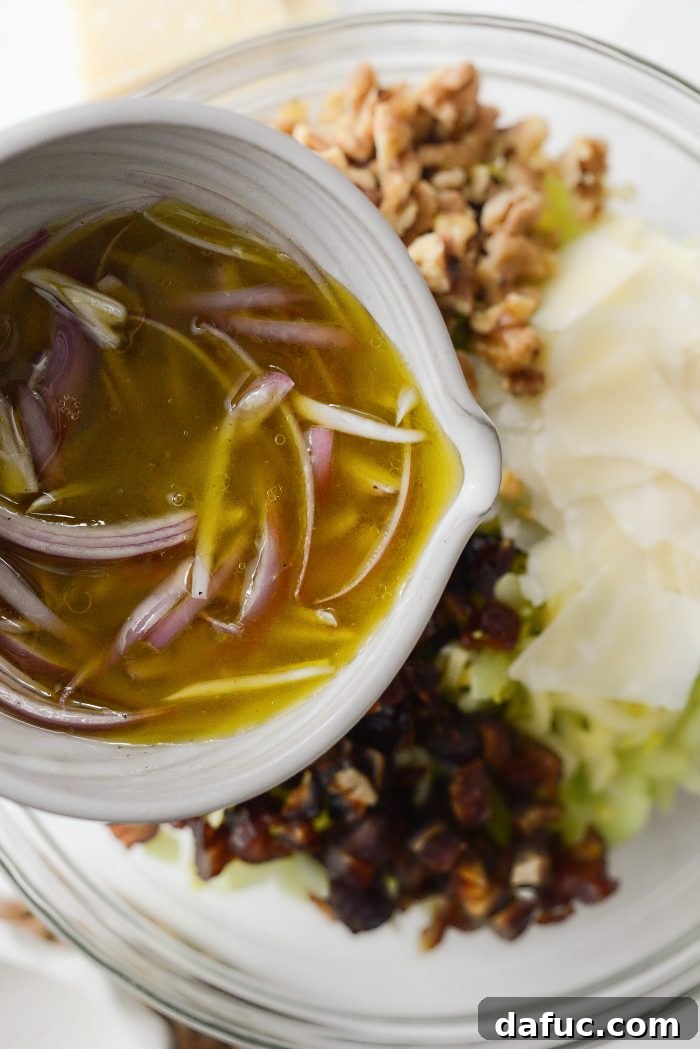 Celery, Date & Parmesan Delight 10 Giving the lemon shallot dressing a quick stir before adding to the salad