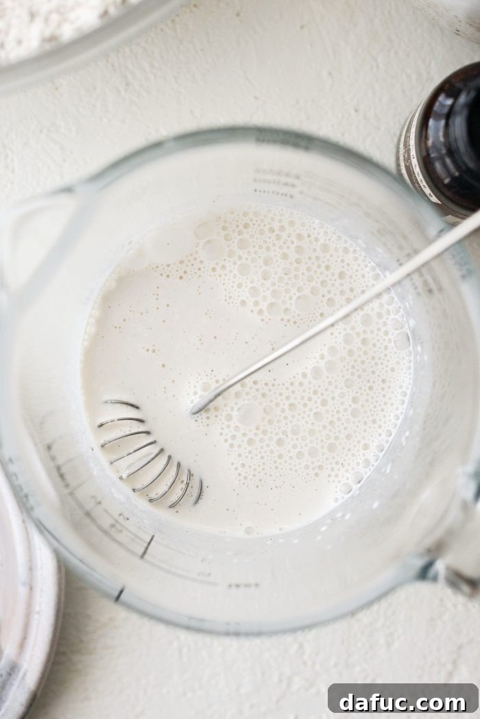 Whisking wet ingredients to combine