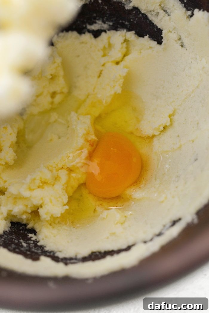 Creamed butter and sugar with one egg added to the stand mixer bowl
