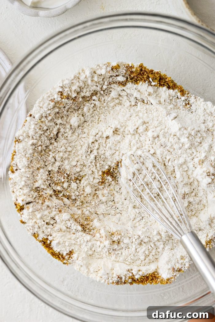 Whisking dry ingredients to combine