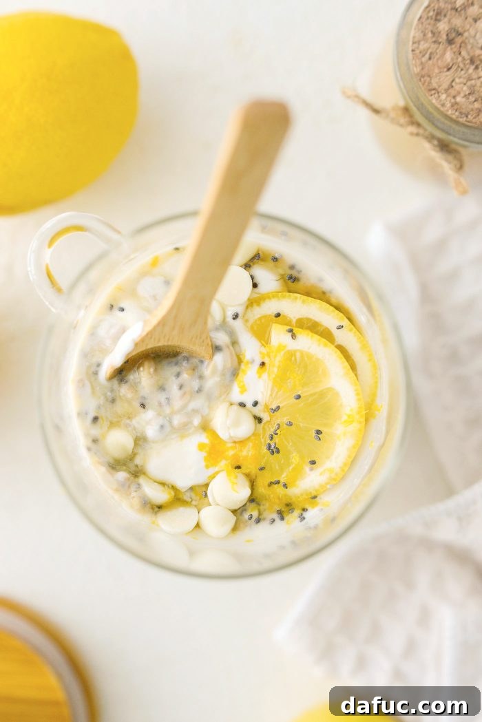 Another view of Lemon Cheesecake Overnight Oats