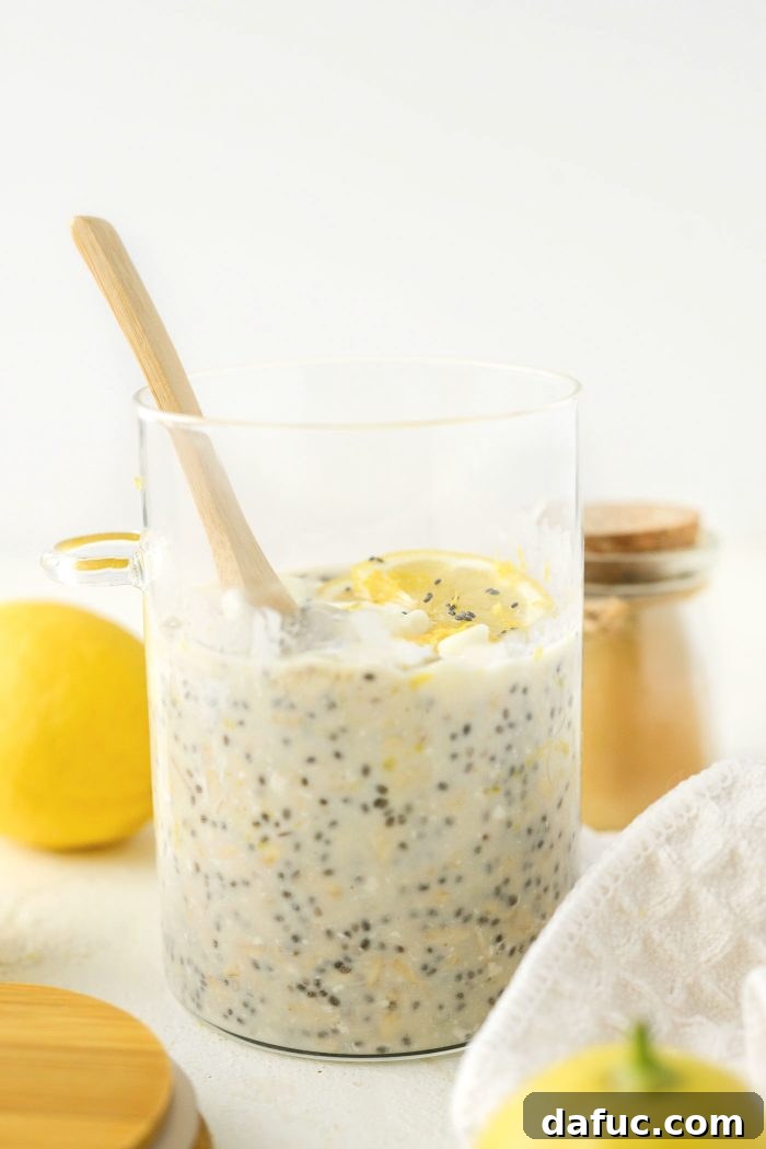 Lemon Cheesecake Overnight Oats from another angle
