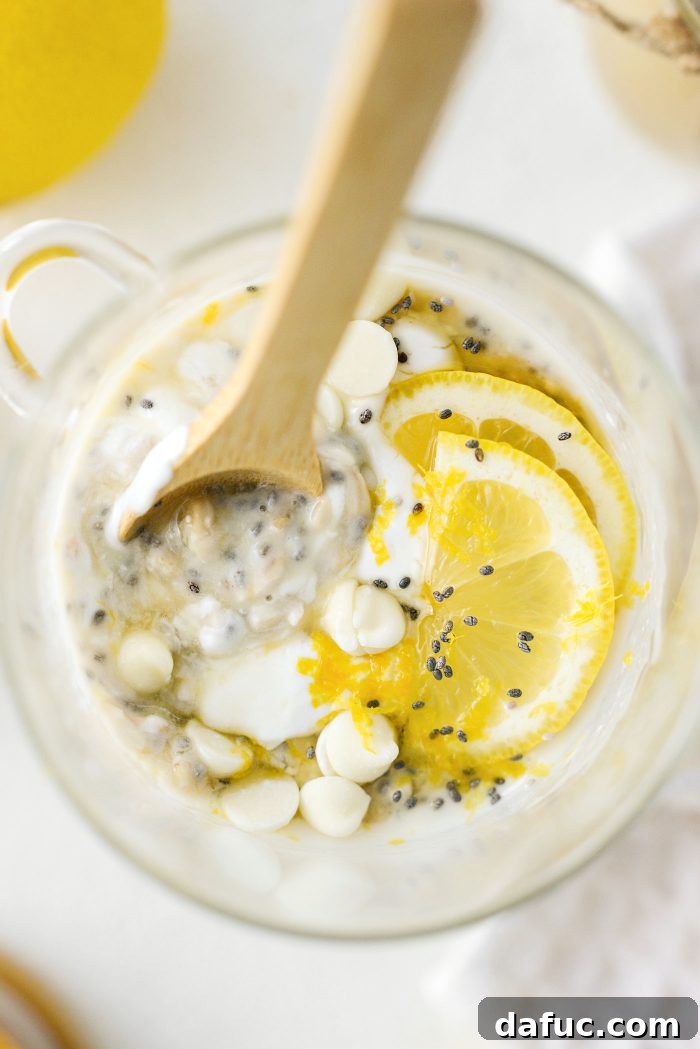 Lemon Cheesecake Overnight Oats in a glass jar
