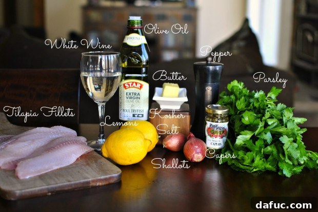 Ingredients for Pan-Seared Tilapia with Lemon Caper Sauce
