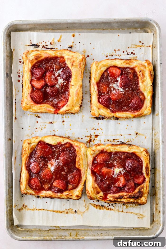 baked Strawberry Rhubarb Pastry Pies