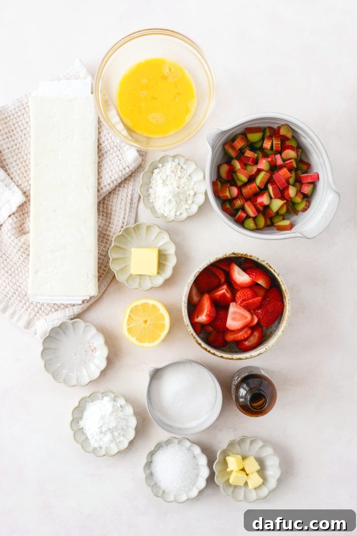 ingredients for Strawberry Rhubarb Pastry Pies