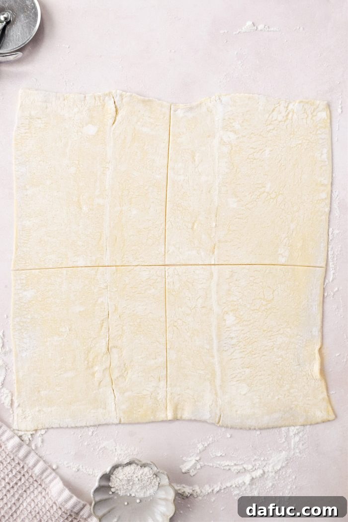 cut into 4 squares