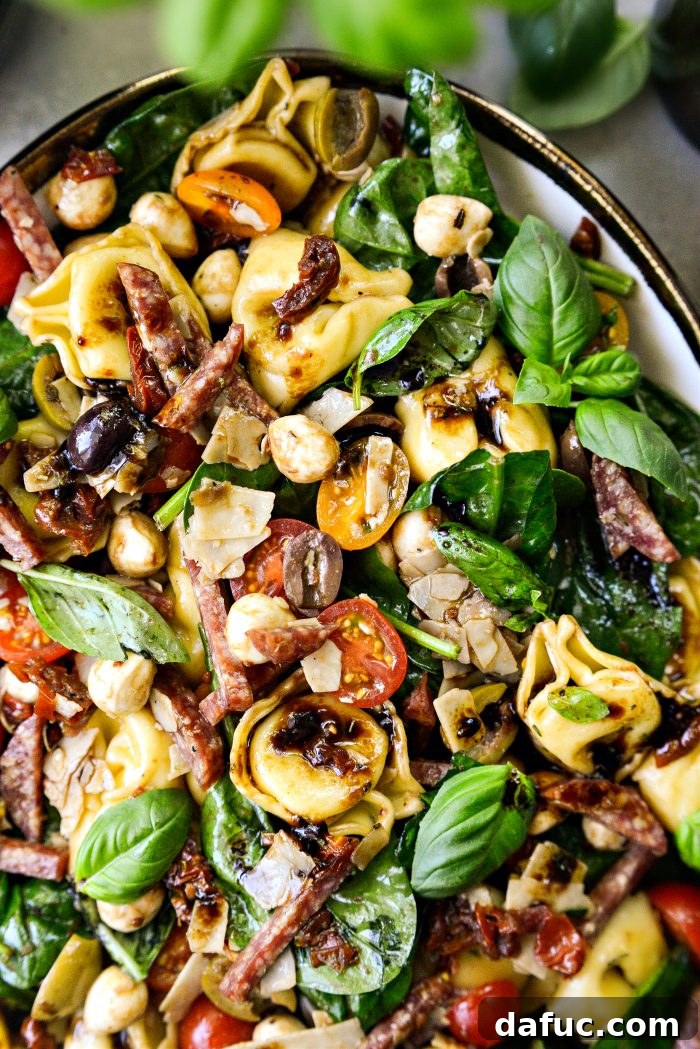 Rustic Tuscan Tortellini Salad 2 Vibrant Tuscan Tortellini Pasta Salad ready to be served