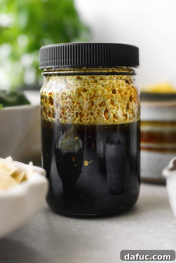 Rustic Tuscan Tortellini Salad 6 Balsamic dressing thoroughly combined in a jar