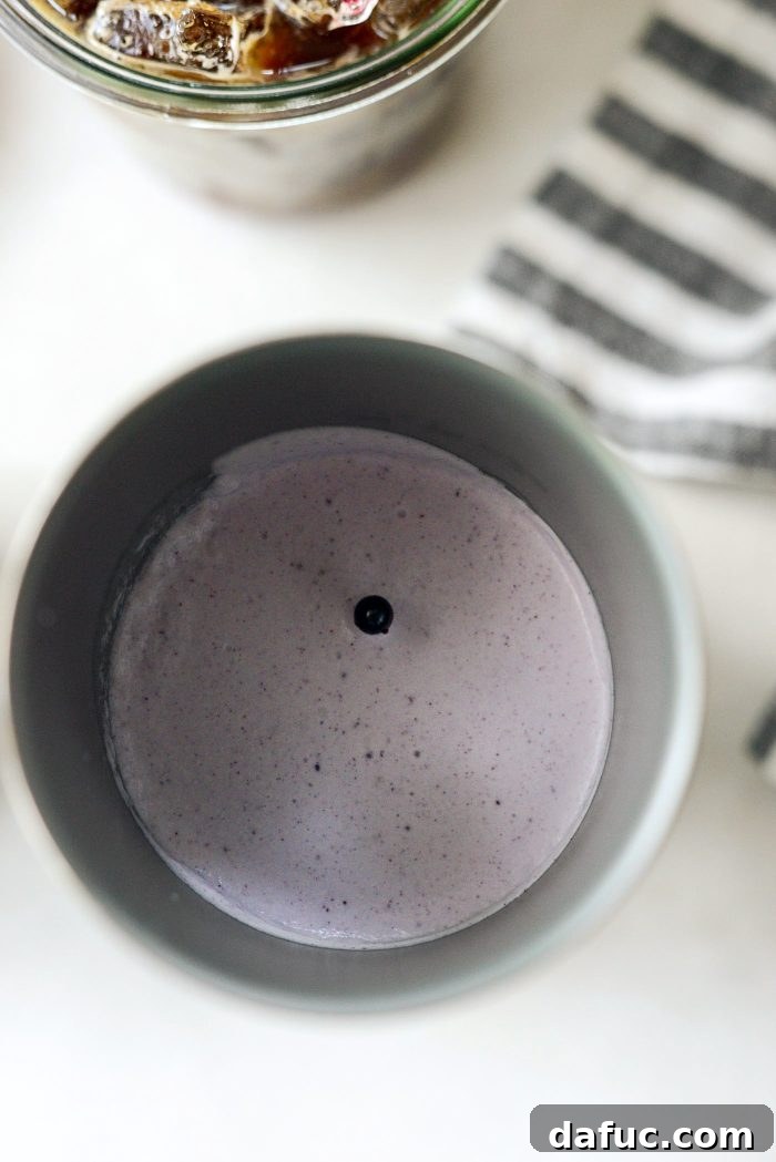 Finished blueberry cold foam