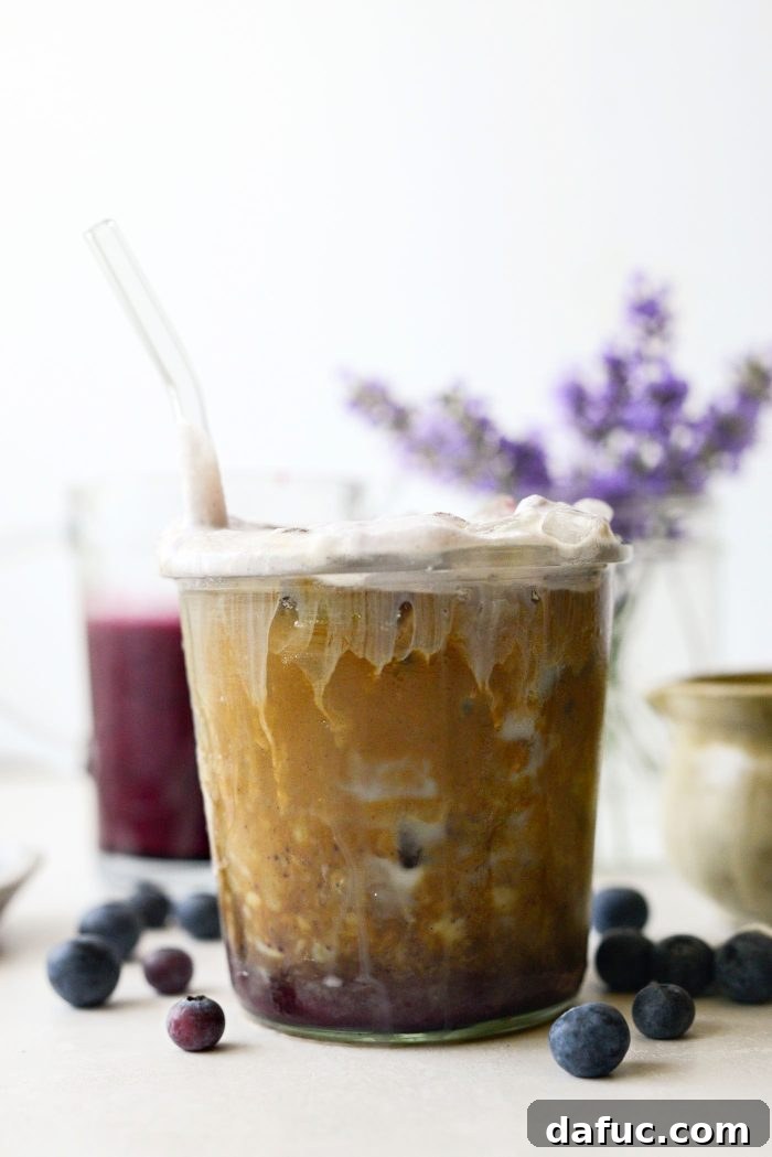 Another view of Iced Blueberry Latte