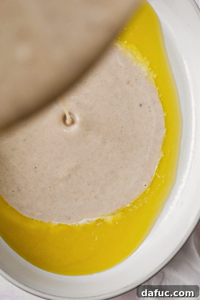 pour in batter