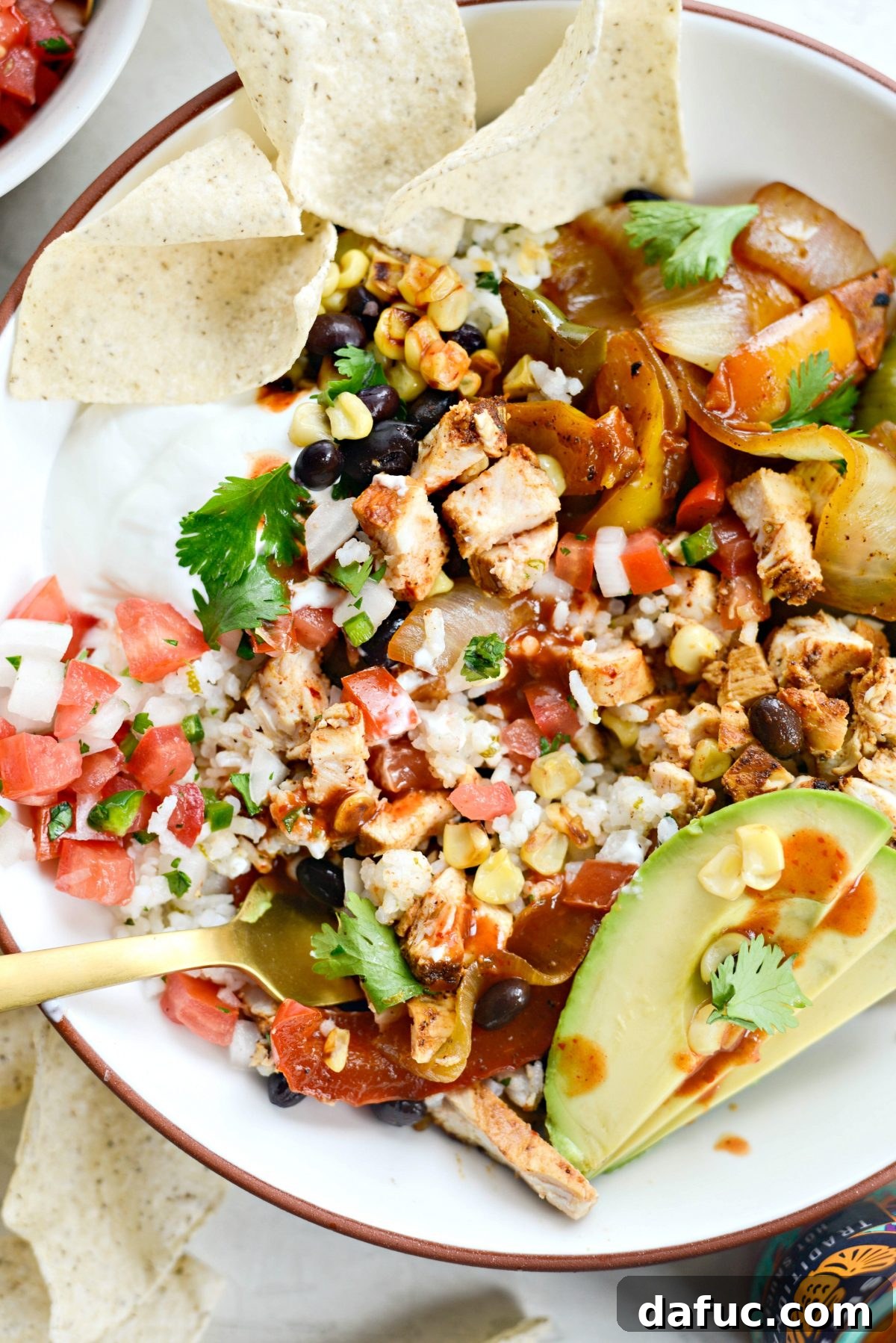 Smoky Chipotle Chicken Fajita Bowl 16 A delicious homemade Chipotle Chicken Fajita Rice Bowl