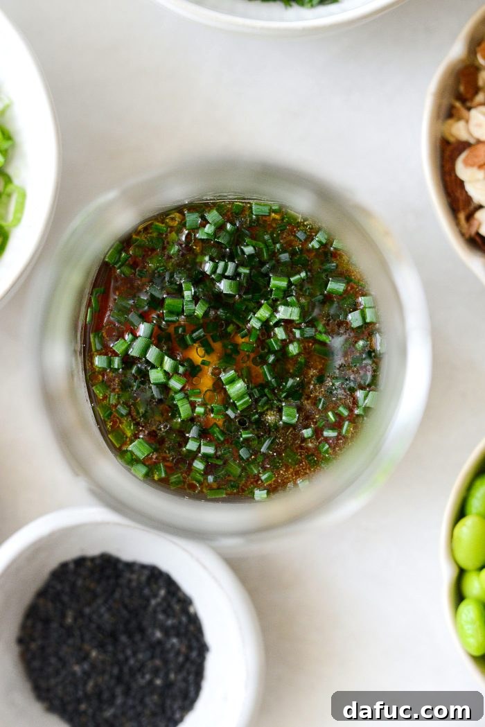Tropical Teriyaki Salad 5 Homemade teriyaki salad dressing ingredients in a jar