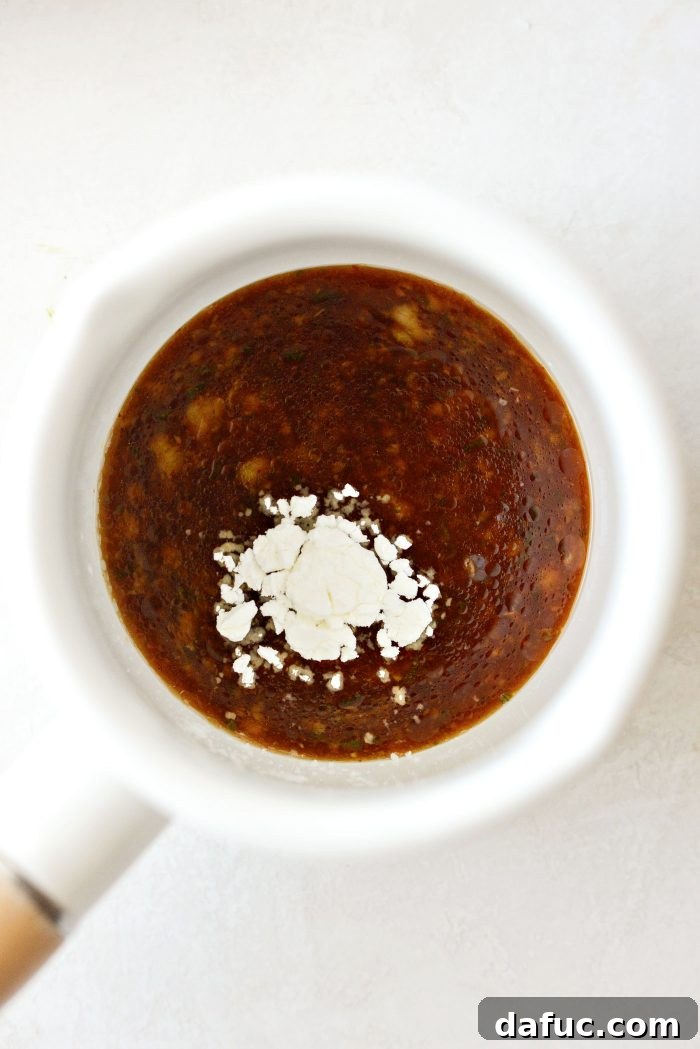 whisk reserved marinade with 1/4 teaspoon cornstarch