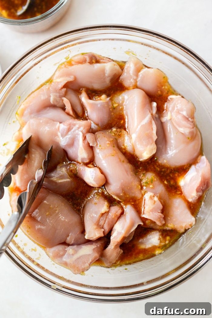 Sweet and Tangy Honey Lime Chicken Bowl 8 Add chicken to bowl with marinade
