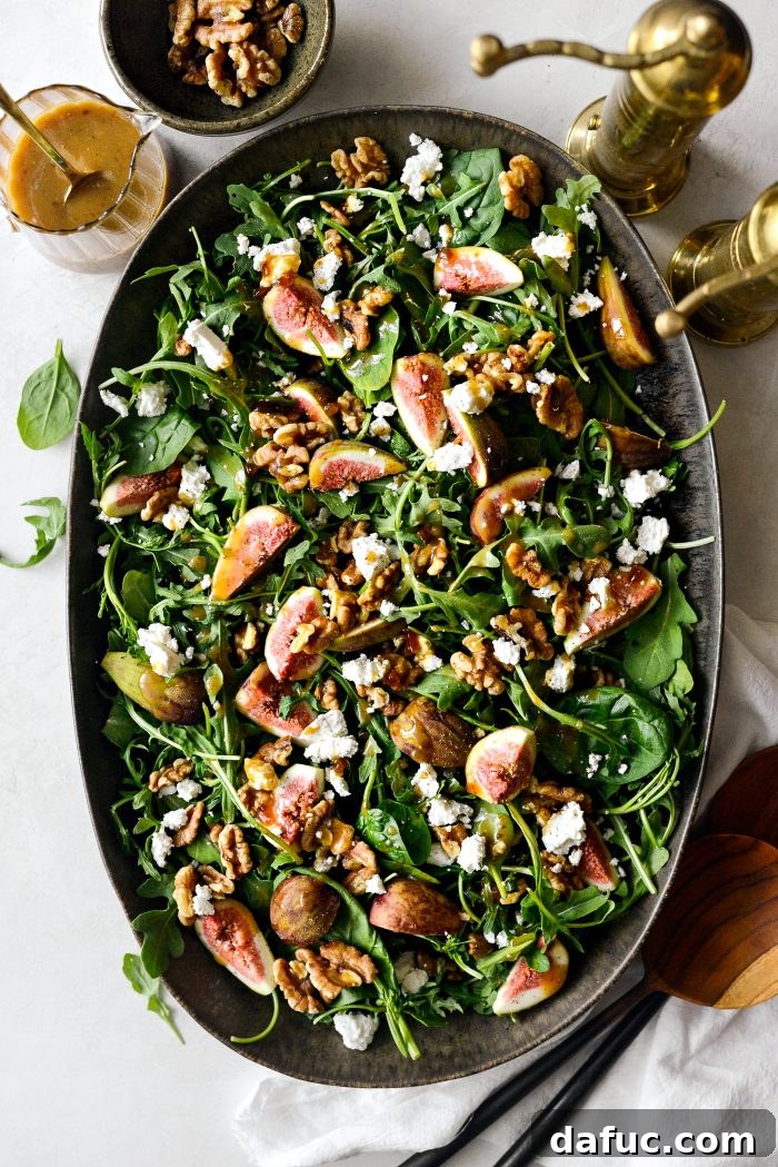 Finished Fig Salad with Goat Cheese and Walnuts, ready to serve