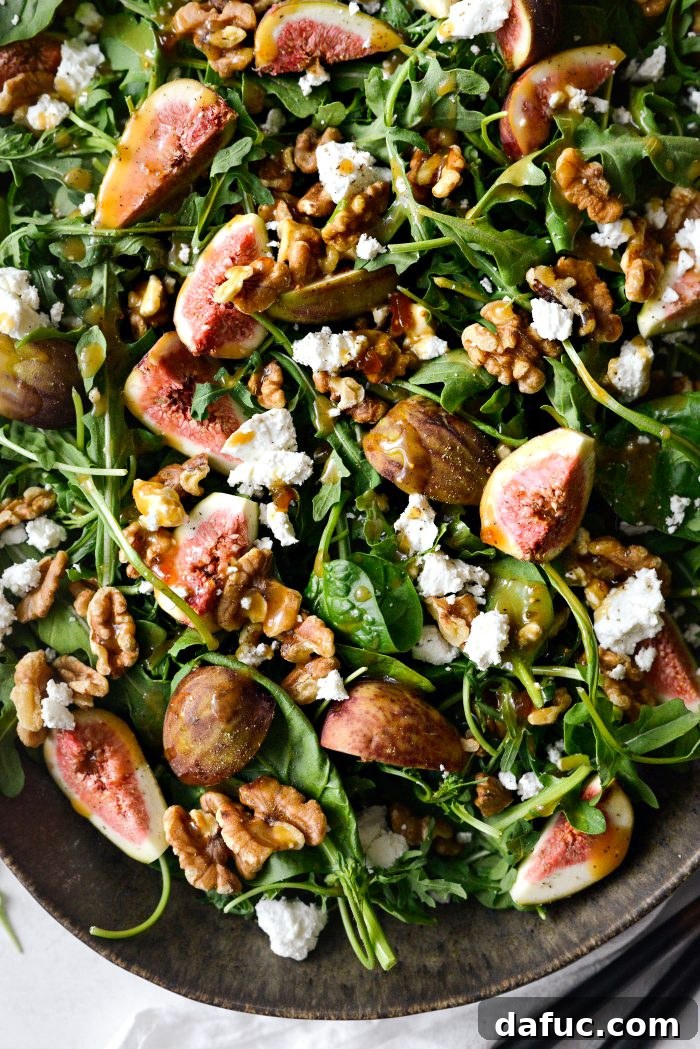 Fig Salad with Goat Cheese and Walnuts in a close-up